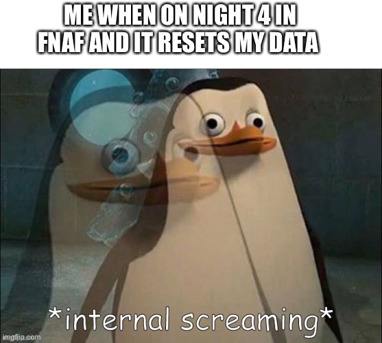 *Rage intensifies* | ME WHEN ON NIGHT 4 IN FNAF AND IT RESETS MY DATA | image tagged in private internal screaming | made w/ Imgflip meme maker