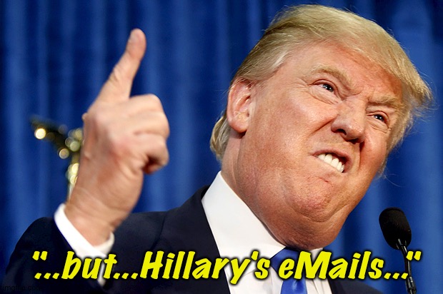 Donald Trump | "...but...Hillary's eMails..." | image tagged in donald trump | made w/ Imgflip meme maker