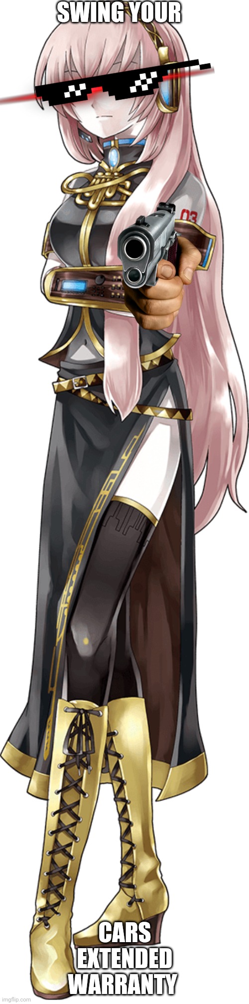 Trash can | SWING YOUR; CARS EXTENDED WARRANTY | image tagged in a png of megurine luka | made w/ Imgflip meme maker