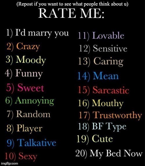 RATE ME | image tagged in rate me,comment | made w/ Imgflip meme maker