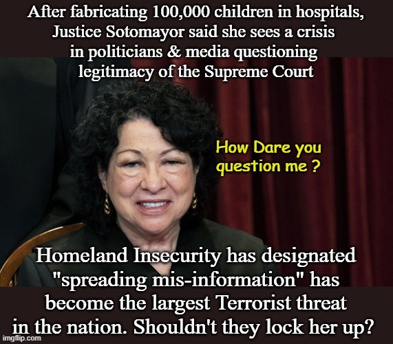 Justice Sotomayor a terrorist? | image tagged in justice sotomayor,homeland security,mininformation | made w/ Imgflip meme maker