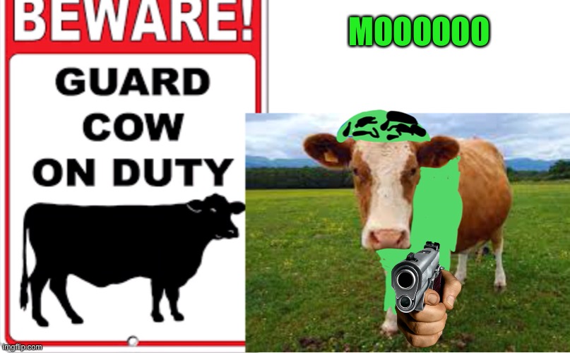 Beware of cows on duty | MOOOOOO | image tagged in cow | made w/ Imgflip meme maker