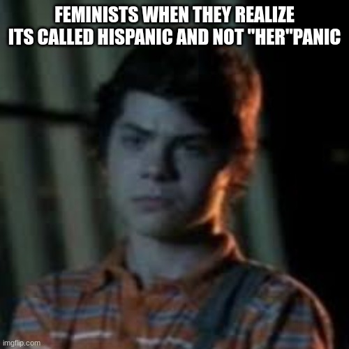 bro you just posted crinj | FEMINISTS WHEN THEY REALIZE ITS CALLED HISPANIC AND NOT "HER"PANIC | image tagged in bro you just posted crinj | made w/ Imgflip meme maker