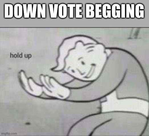 Fallout Hold Up | DOWN VOTE BEGGING | image tagged in fallout hold up | made w/ Imgflip meme maker