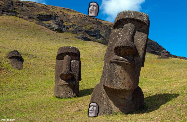 Easter Island | 🗿; 🗿 | image tagged in easter island | made w/ Imgflip meme maker