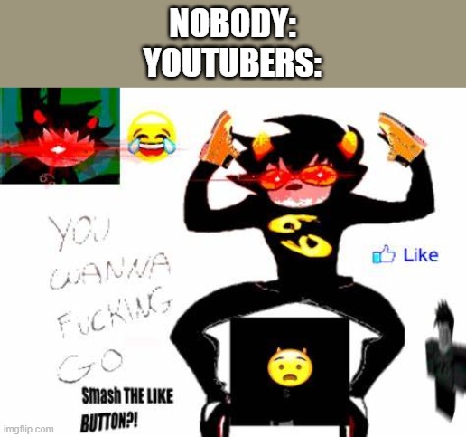 why did I do this | NOBODY:
YOUTUBERS: | made w/ Imgflip meme maker