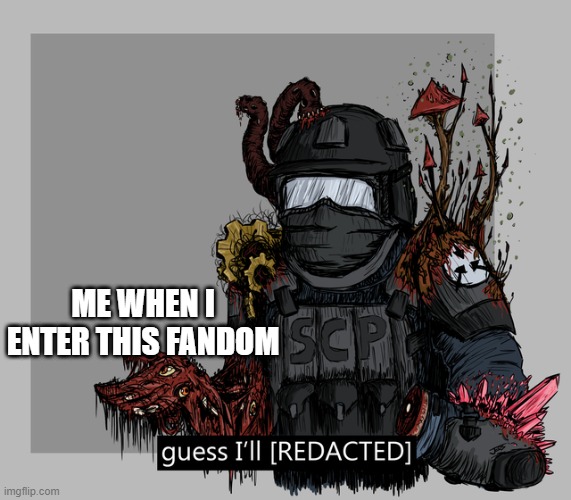 guess I'll [REDACTED] | ME WHEN I ENTER THIS FANDOM | image tagged in guess i'll redacted | made w/ Imgflip meme maker
