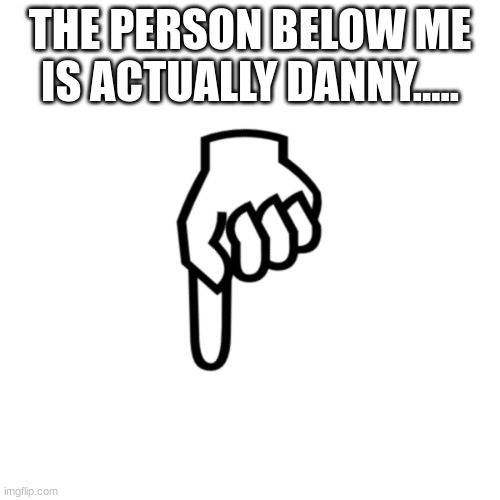 be mean to the person below | THE PERSON BELOW ME IS ACTUALLY DANNY..... | image tagged in be mean to the person below | made w/ Imgflip meme maker