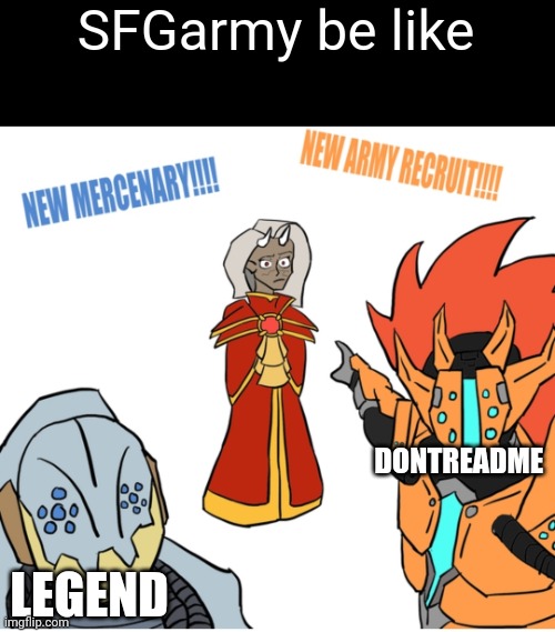 (The guy on the left of Yharim is Draedon [in game]) | SFGarmy be like; DONTREADME; LEGEND | made w/ Imgflip meme maker