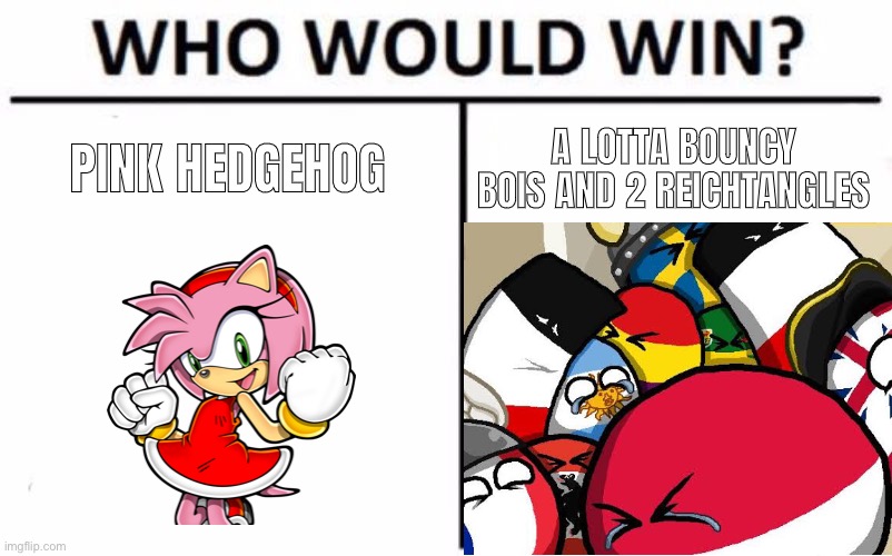 COUNTRYBALLS FOREVA!!!!!!! |  PINK HEDGEHOG; A LOTTA BOUNCY BOIS AND 2 REICHTANGLES | image tagged in memes,who would win,countryballs | made w/ Imgflip meme maker
