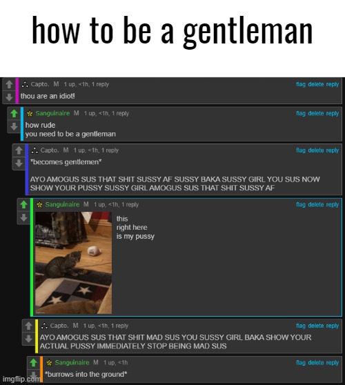 now date me you sussy girls | how to be a gentleman | made w/ Imgflip meme maker