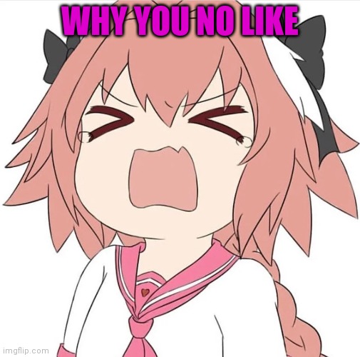 astolfo cry | WHY YOU NO LIKE | image tagged in astolfo cry | made w/ Imgflip meme maker