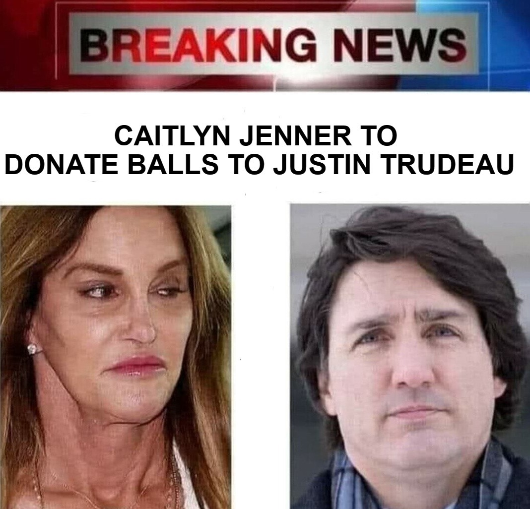 Caitlyn Jenner to Donate Balls to Justin Trudeau | image tagged in caitlyn jenner,organ donor,got balls,soyboy vs yes chad,eunuch,justin trudeau | made w/ Imgflip meme maker
