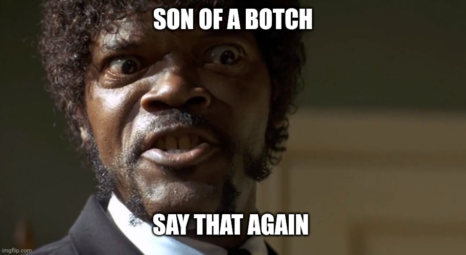 Bad ? | SON OF A BOTCH; SAY THAT AGAIN | image tagged in samuel l jackson say one more time | made w/ Imgflip meme maker