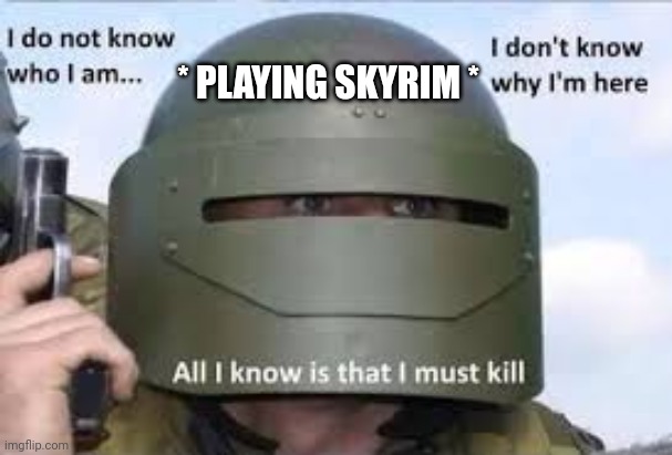 I dont know who | * PLAYING SKYRIM * | image tagged in i dont know who | made w/ Imgflip meme maker