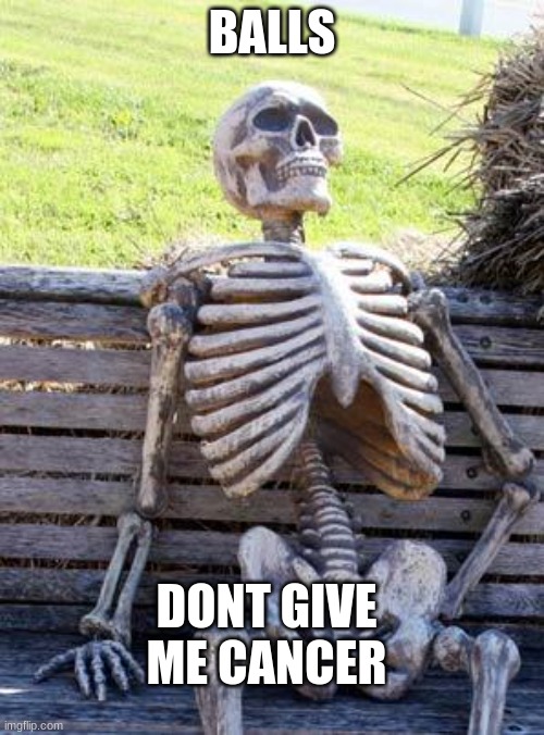 blls | BALLS; DONT GIVE ME CANCER | image tagged in memes,waiting skeleton | made w/ Imgflip meme maker