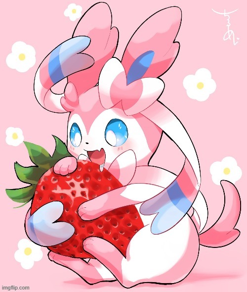 STRAWBERRY | image tagged in sylveon,strawberry | made w/ Imgflip meme maker