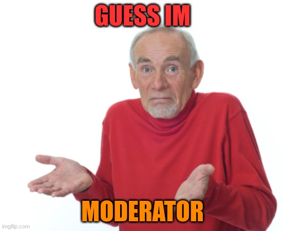 what do we even do? |  GUESS IM; MODERATOR | image tagged in old man shrugging | made w/ Imgflip meme maker