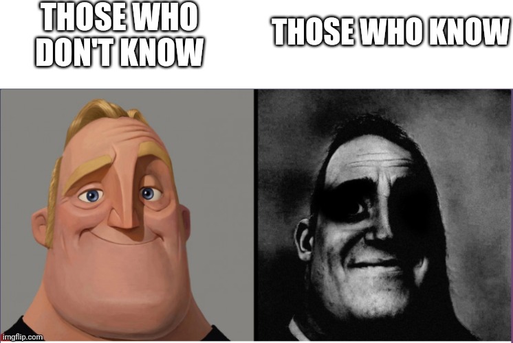 mr incredible those who know | THOSE WHO DON'T KNOW THOSE WHO KNOW | image tagged in mr incredible those who know | made w/ Imgflip meme maker