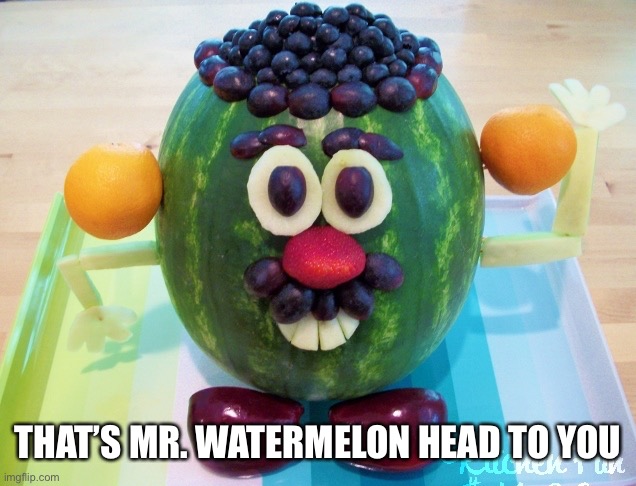 Mr. Watermelon Head | THAT’S MR. WATERMELON HEAD TO YOU | image tagged in funny | made w/ Imgflip meme maker