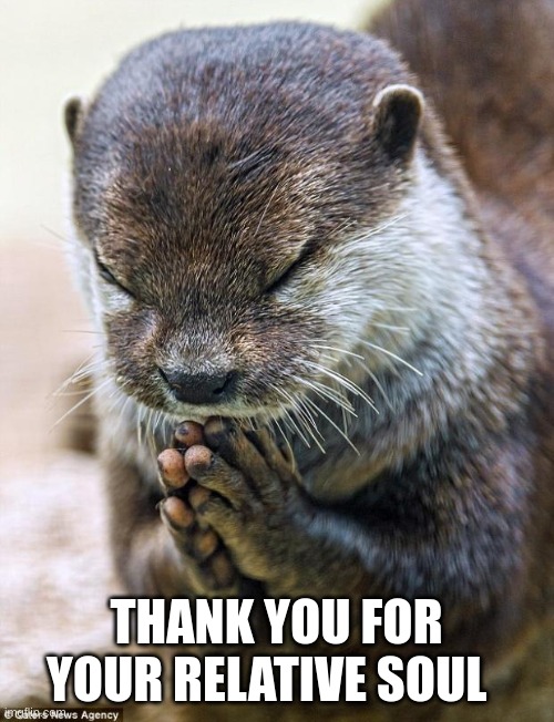 Thank you Lord Otter | THANK YOU FOR YOUR RELATIVE SOUL | image tagged in thank you lord otter | made w/ Imgflip meme maker