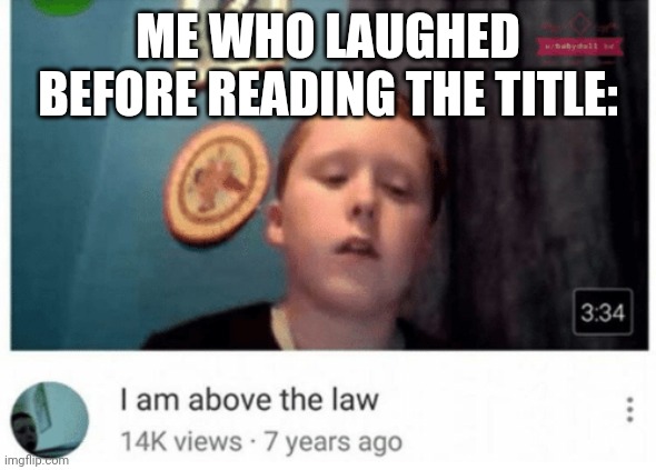 I am above the law | ME WHO LAUGHED BEFORE READING THE TITLE: | image tagged in i am above the law | made w/ Imgflip meme maker