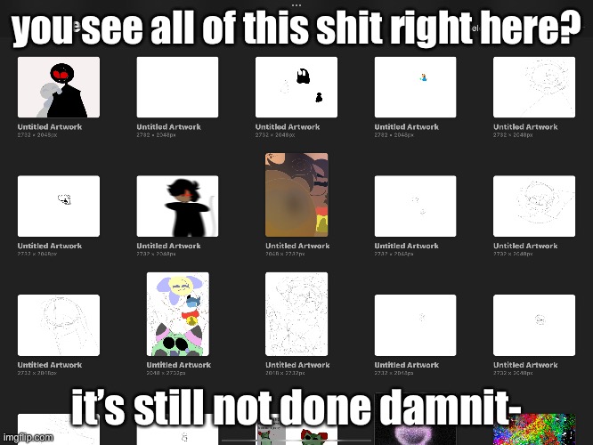 >:(duhdhdhvygged | you see all of this shit right here? it’s still not done damnit- | made w/ Imgflip meme maker