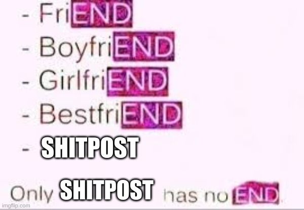 Has no end | SHITPOST SHITPOST | image tagged in has no end | made w/ Imgflip meme maker