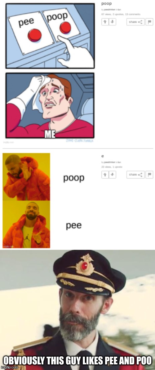 from the same guy | OBVIOUSLY THIS GUY LIKES PEE AND POO | image tagged in captain obvious,imgflip,pee,poo,what the heck | made w/ Imgflip meme maker
