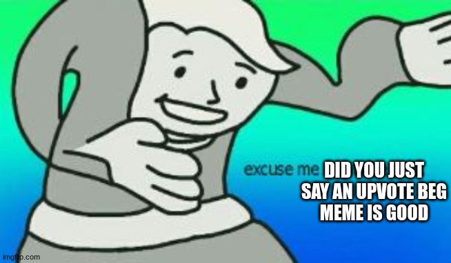 Excuse Me What The Heck | DID YOU JUST
SAY AN UPVOTE BEG
MEME IS GOOD | image tagged in excuse me what the heck | made w/ Imgflip meme maker