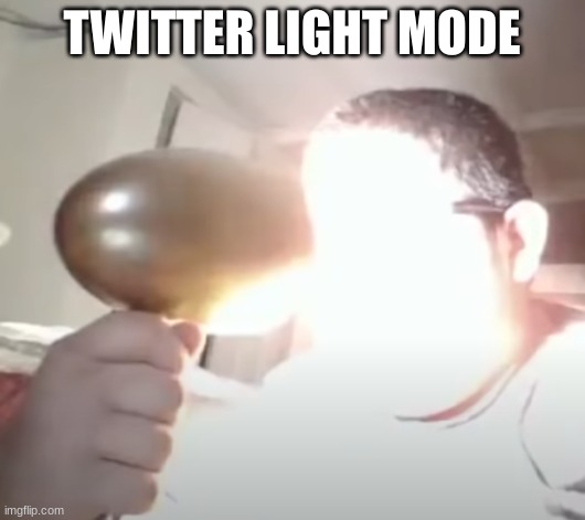 Kid blinding himself | TWITTER LIGHT MODE | image tagged in kid blinding himself | made w/ Imgflip meme maker