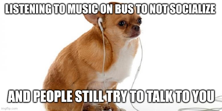 On the school bus | LISTENING TO MUSIC ON BUS TO NOT SOCIALIZE; AND PEOPLE STILL TRY TO TALK TO YOU | image tagged in funny,lol,memes,relatable | made w/ Imgflip meme maker