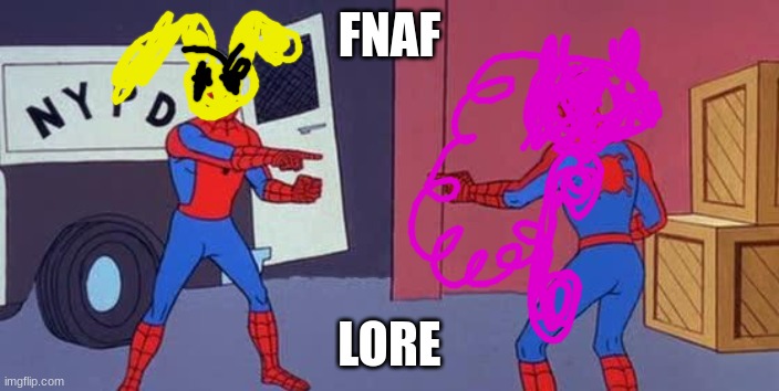 Spider Man Double | FNAF; LORE | image tagged in spider man double | made w/ Imgflip meme maker