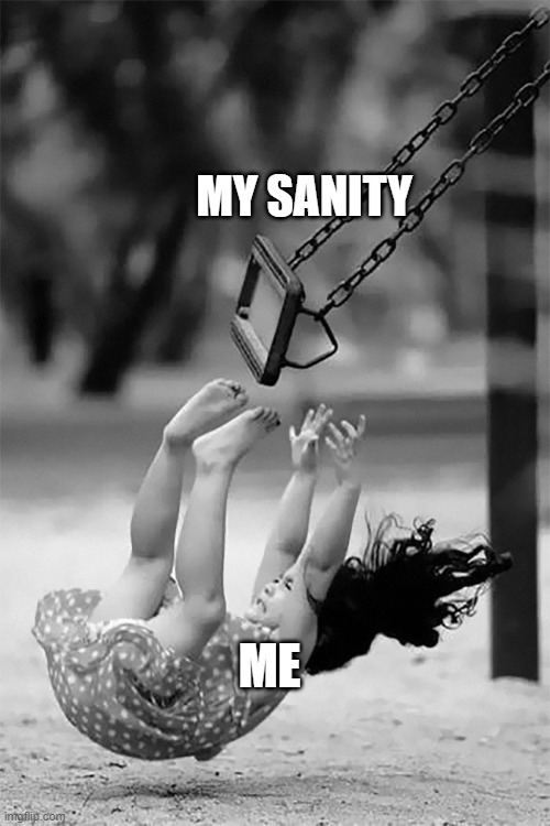 dying girl | MY SANITY; ME | image tagged in dying girl | made w/ Imgflip meme maker