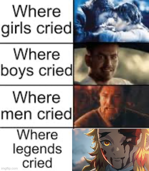I hate the person who showed me this after I said Rengoku was my favorite character. | image tagged in where legends cried | made w/ Imgflip meme maker