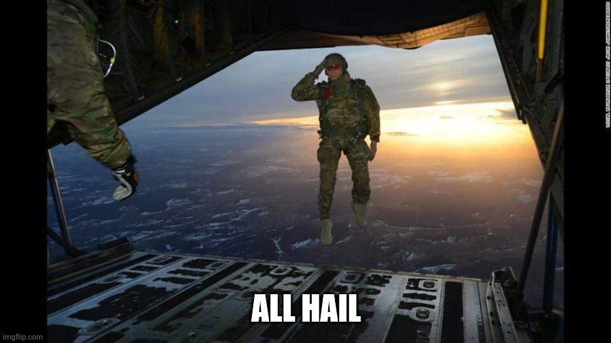 Military Skydive Solute | ALL HAIL | image tagged in military skydive solute | made w/ Imgflip meme maker