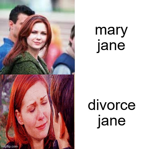 tell me if you think i should create a "mary jane hotline" template |  mary jane; divorce jane | image tagged in memes,mary jane,spiderman,divorce,marry | made w/ Imgflip meme maker