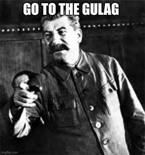 joseph stalin go to gulag | GO TO THE GULAG | image tagged in joseph stalin go to gulag | made w/ Imgflip meme maker