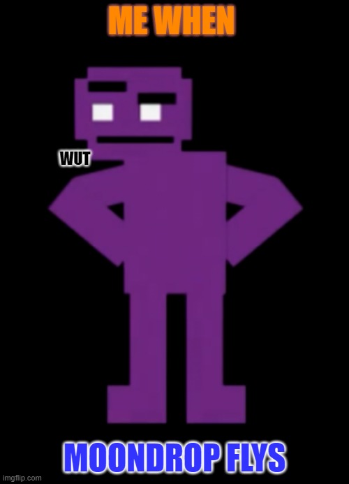 really HOW??? | ME WHEN; WUT; MOONDROP FLYS | image tagged in confused purple guy | made w/ Imgflip meme maker