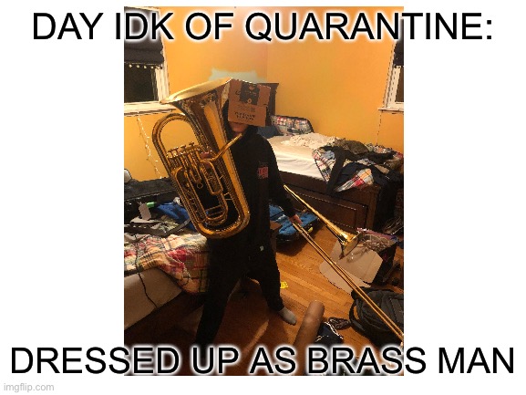 POV you’re me | DAY IDK OF QUARANTINE:; DRESSED UP AS BRASS MAN | image tagged in boredom | made w/ Imgflip meme maker