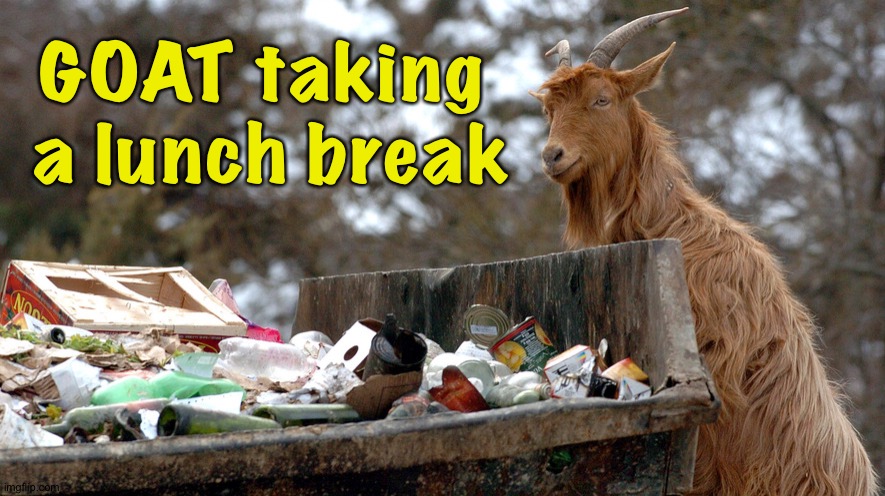 GOAT taking 
a lunch break | made w/ Imgflip meme maker