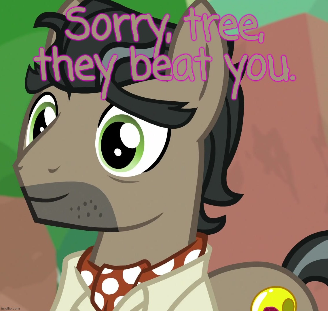 Happy Caballeron (MLP) | Sorry, tree, they beat you. | image tagged in happy caballeron mlp | made w/ Imgflip meme maker