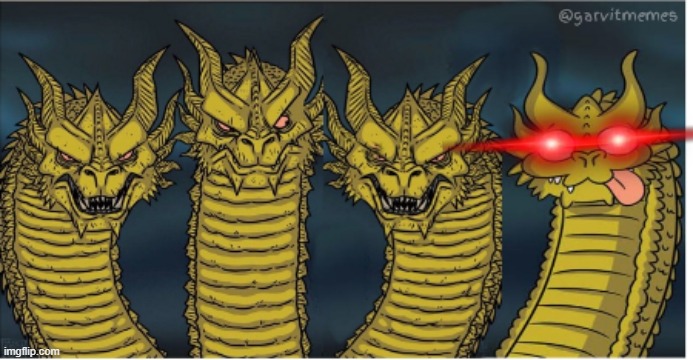 four headed dragon | image tagged in four headed dragon | made w/ Imgflip meme maker