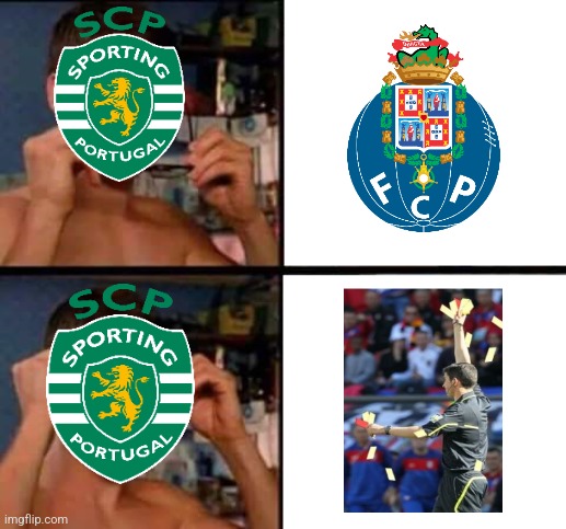 Porto 2-2 Sporting. The Lions accuse the Dragons that they are helped by the referee. | image tagged in peter parker's glasses,porto,sporting,liga nos,futbol,memes | made w/ Imgflip meme maker