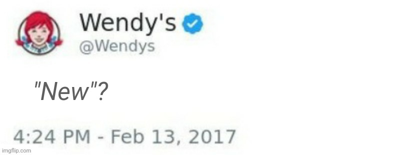 Wendy's Twitter | "New"? | image tagged in wendy's twitter | made w/ Imgflip meme maker