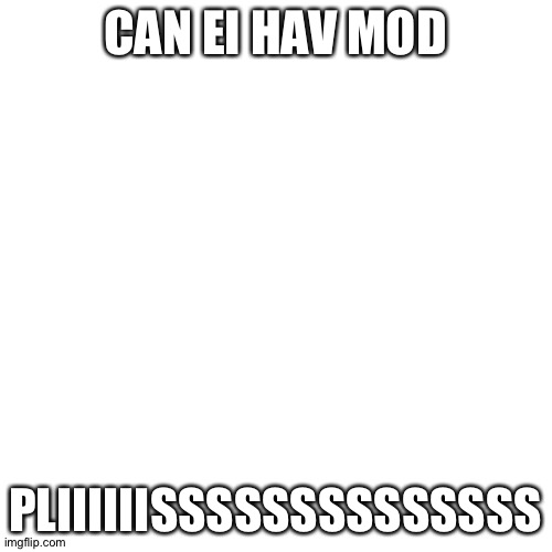 Blank Transparent Square | CAN EI HAV MOD; PLIIIIIISSSSSSSSSSSSSS | image tagged in memes,blank transparent square | made w/ Imgflip meme maker