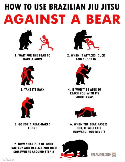 image tagged in bear attack tips | made w/ Imgflip meme maker