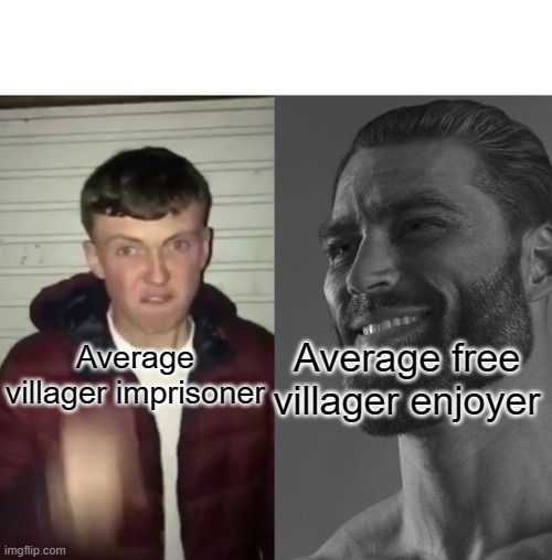 Average Fan vs Average Enjoyer | Average free villager enjoyer; Average villager imprisoner | image tagged in average fan vs average enjoyer,minecraft | made w/ Imgflip meme maker