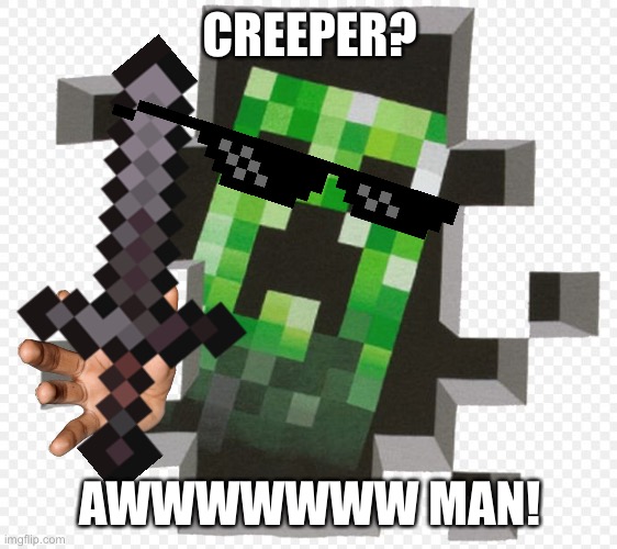 CREEPER? AWWWWWWW MAN! | image tagged in minecraft creeper | made w/ Imgflip meme maker