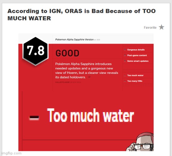 7.8 out of 10 too much water | made w/ Imgflip meme maker